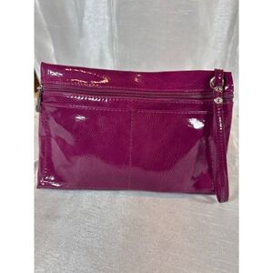 Liz‎ Claiborne Purple Patent Leather Wristlet Clutch Bag Zip Pockets